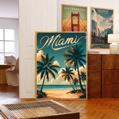 Miami Vintage Travel Poster - Oceanfront City