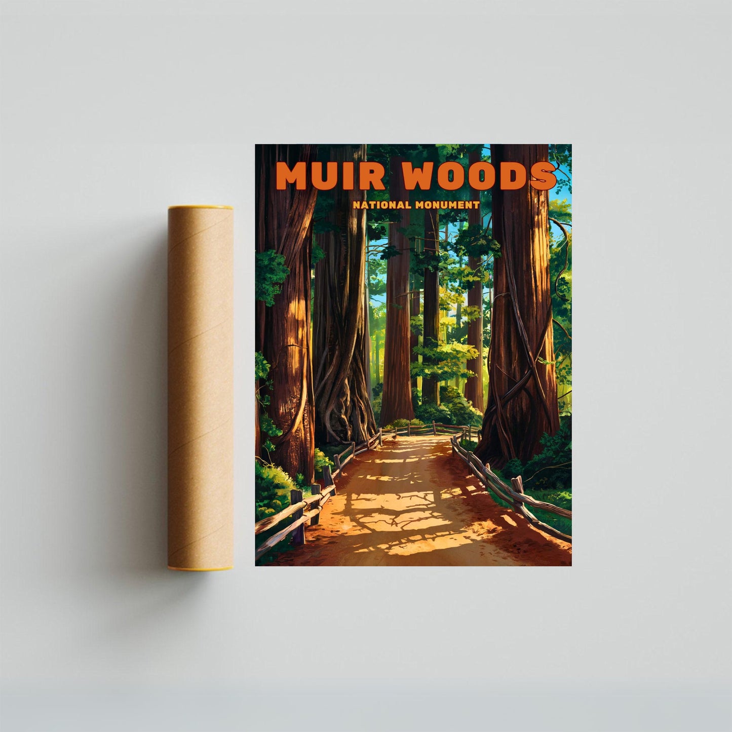 Muir Woods Vintage Travel Poster - Timeless Redwoods Sanctuary