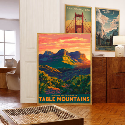 Table Mountain Vintage Travel Poster - Beautiful Views