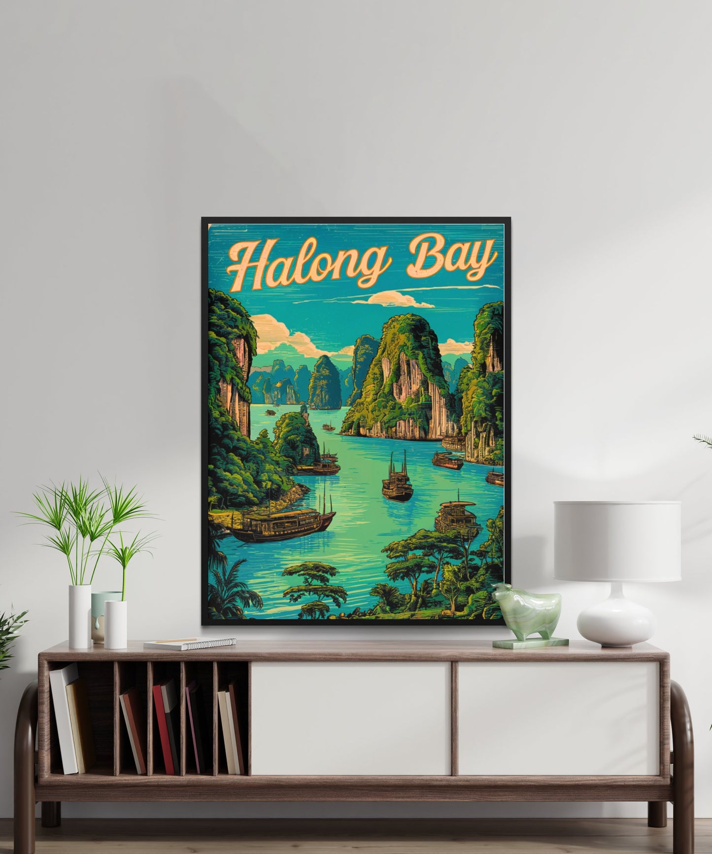 Halong Bay Vintage Travel Poster - Pristine Waters