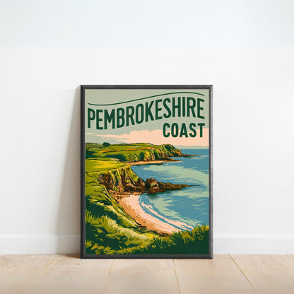 Pembrokeshire Vintage Travel Poster - Scenic Welsh Landscapes