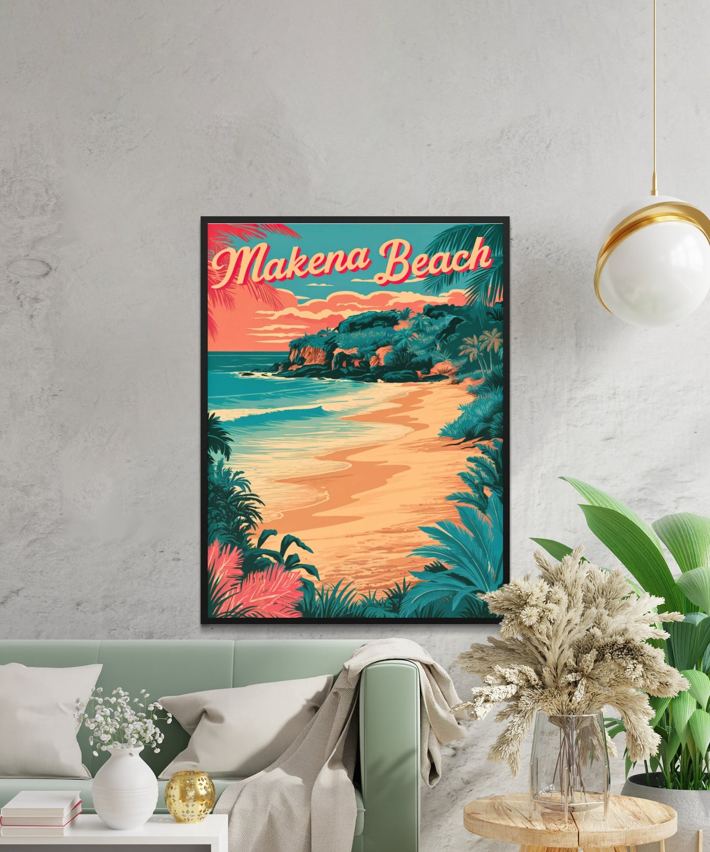 Makena Beach Vintage Travel Poster - Timeless Maui Paradise