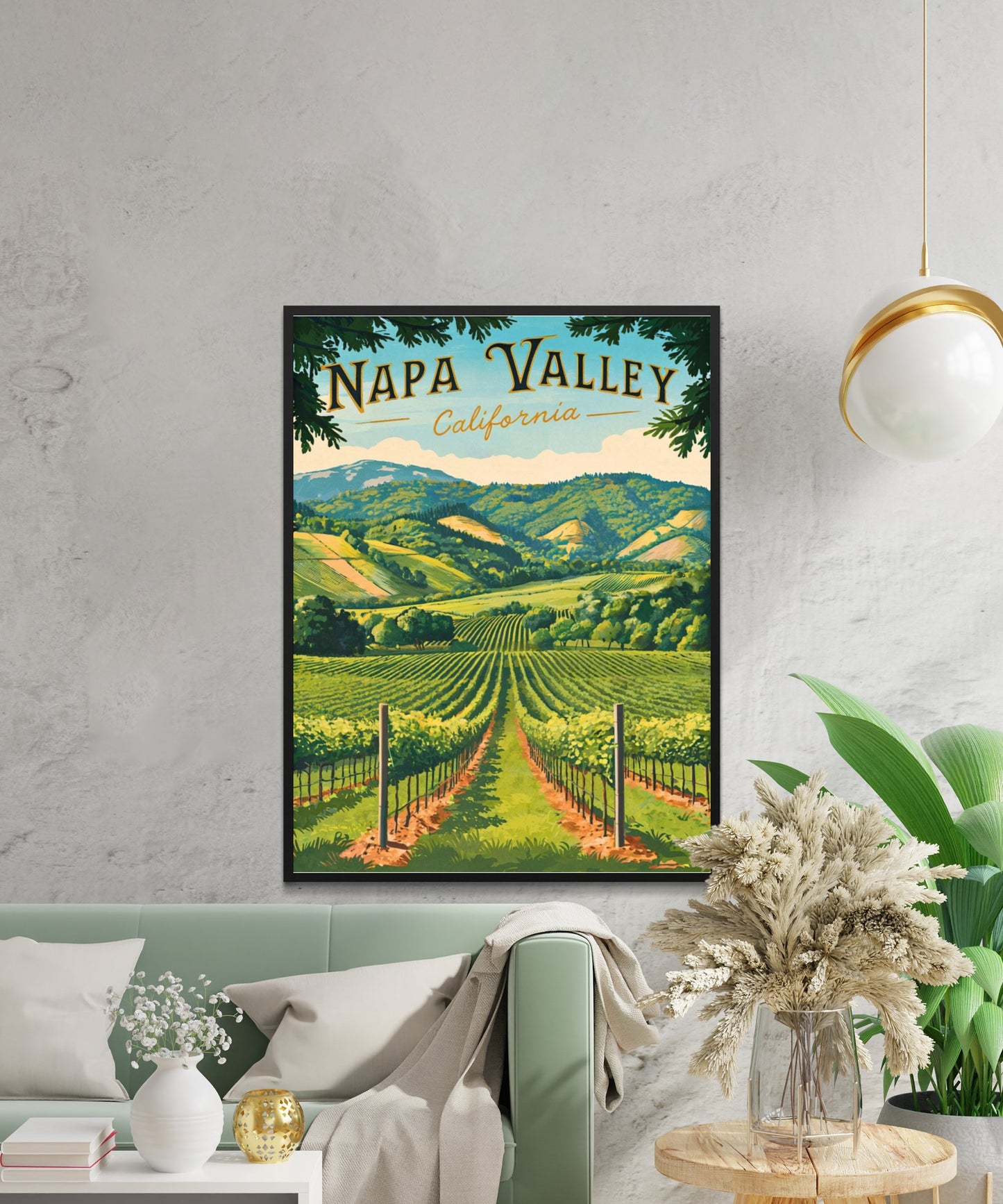 Napa Valley Vintage Travel Poster - Vineyards and Scenic Hills