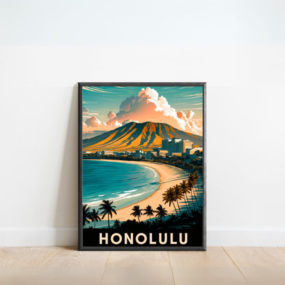 Honolulu Vintage Travel Poster