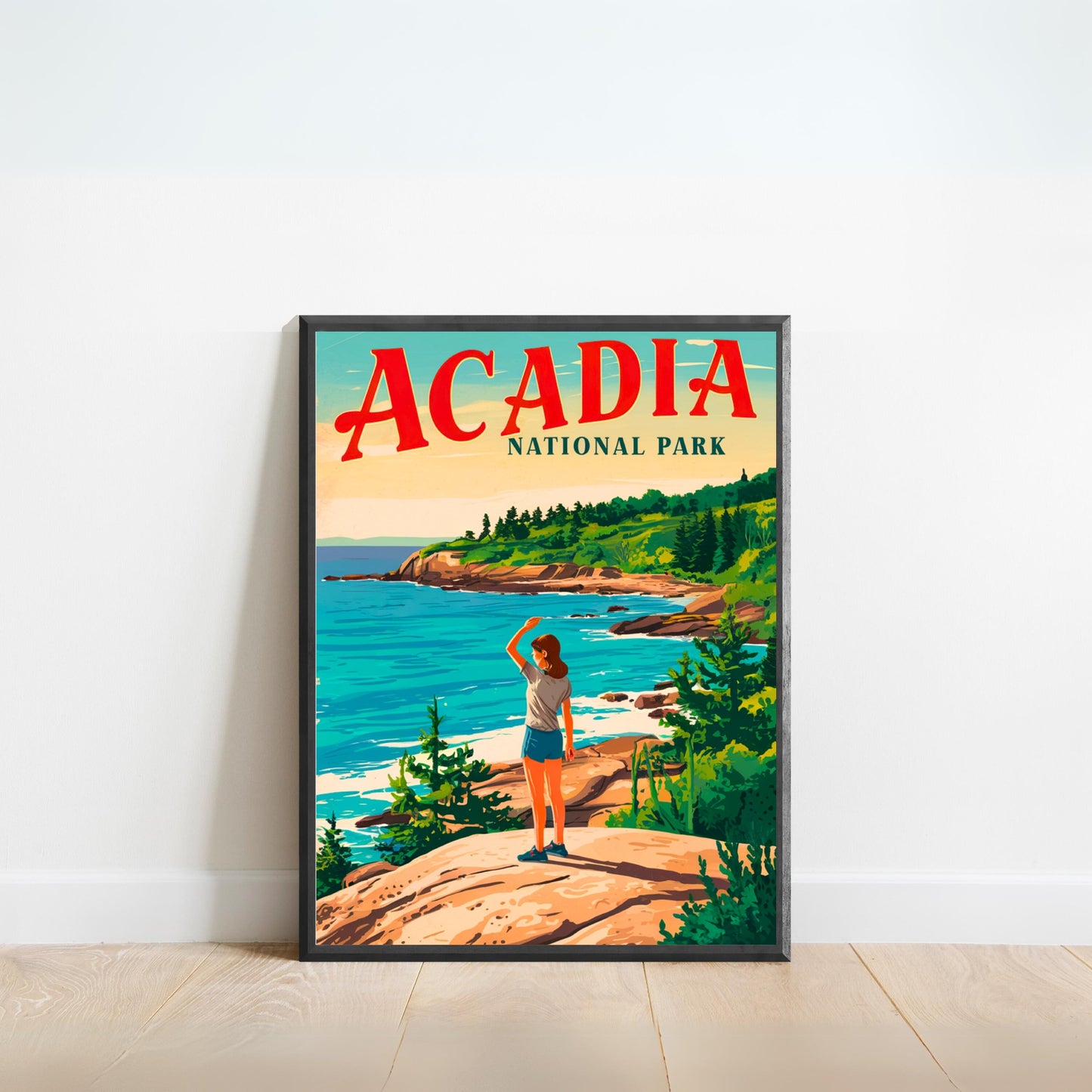 Acadia Vintage Travel Poster - Coastal Beauty