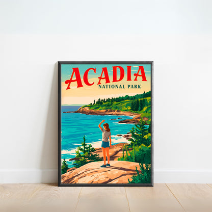 Acadia Vintage Travel Poster - Coastal Beauty