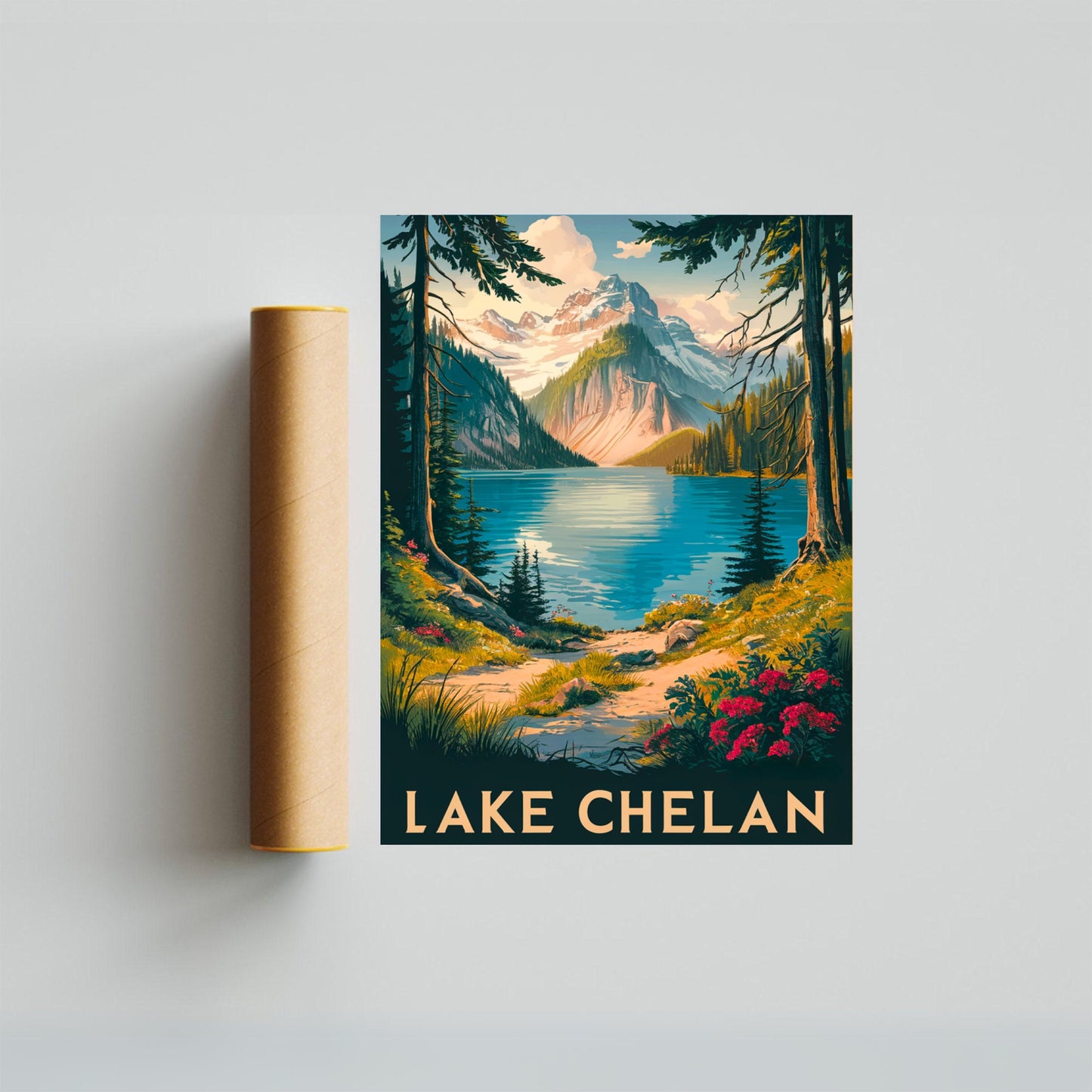 Lake Chelan Vintage Travel Poster - Tranquil Waters