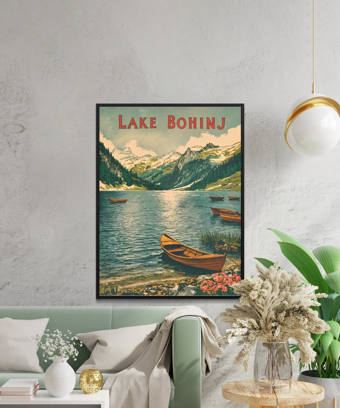 Lake Bohinj Vintage Travel Poster