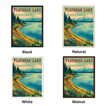 Flathead Lake Vintage Travel Poster - Clear Waters and Big Skies