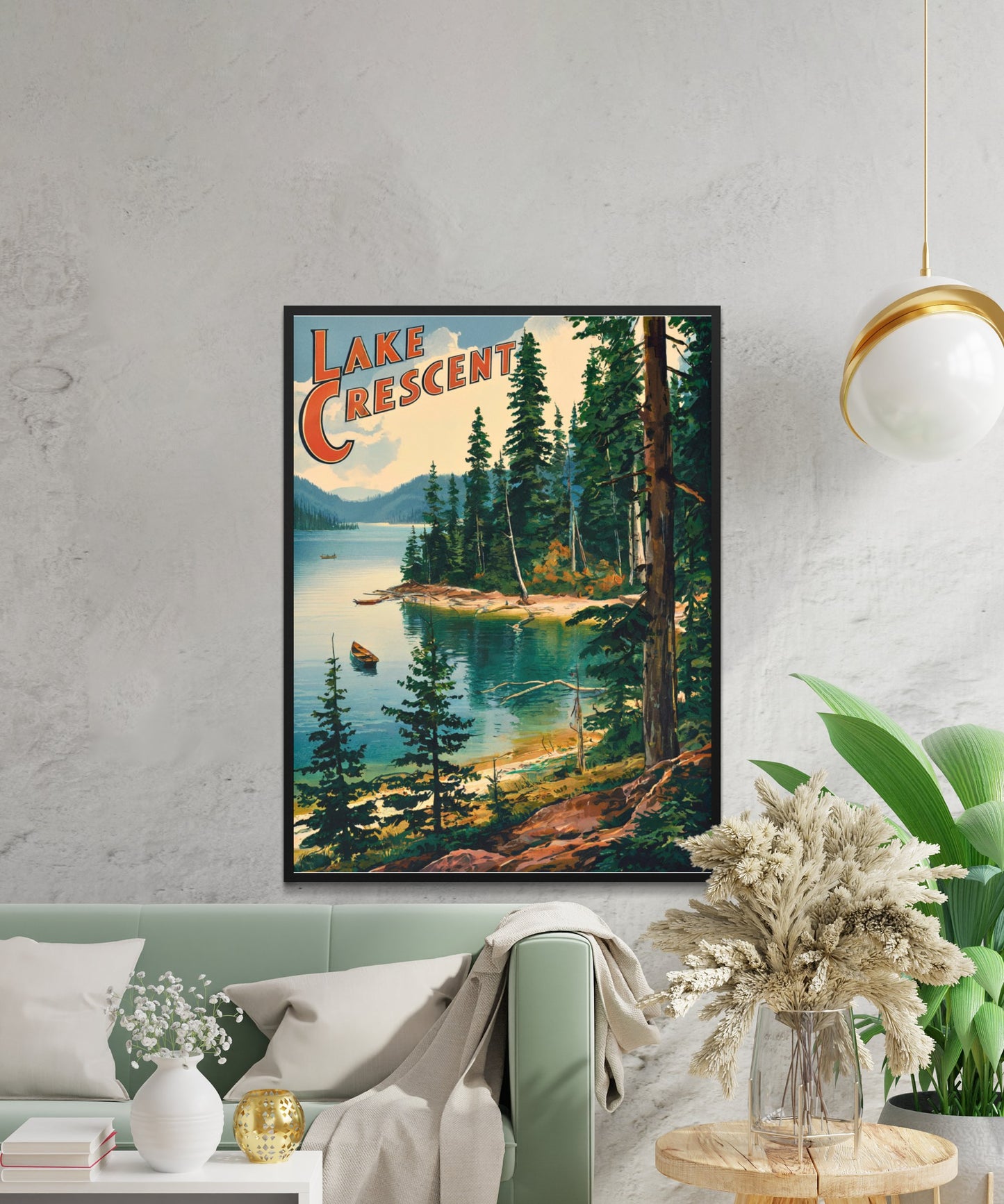 Lake Crescent Vintage Travel Poster