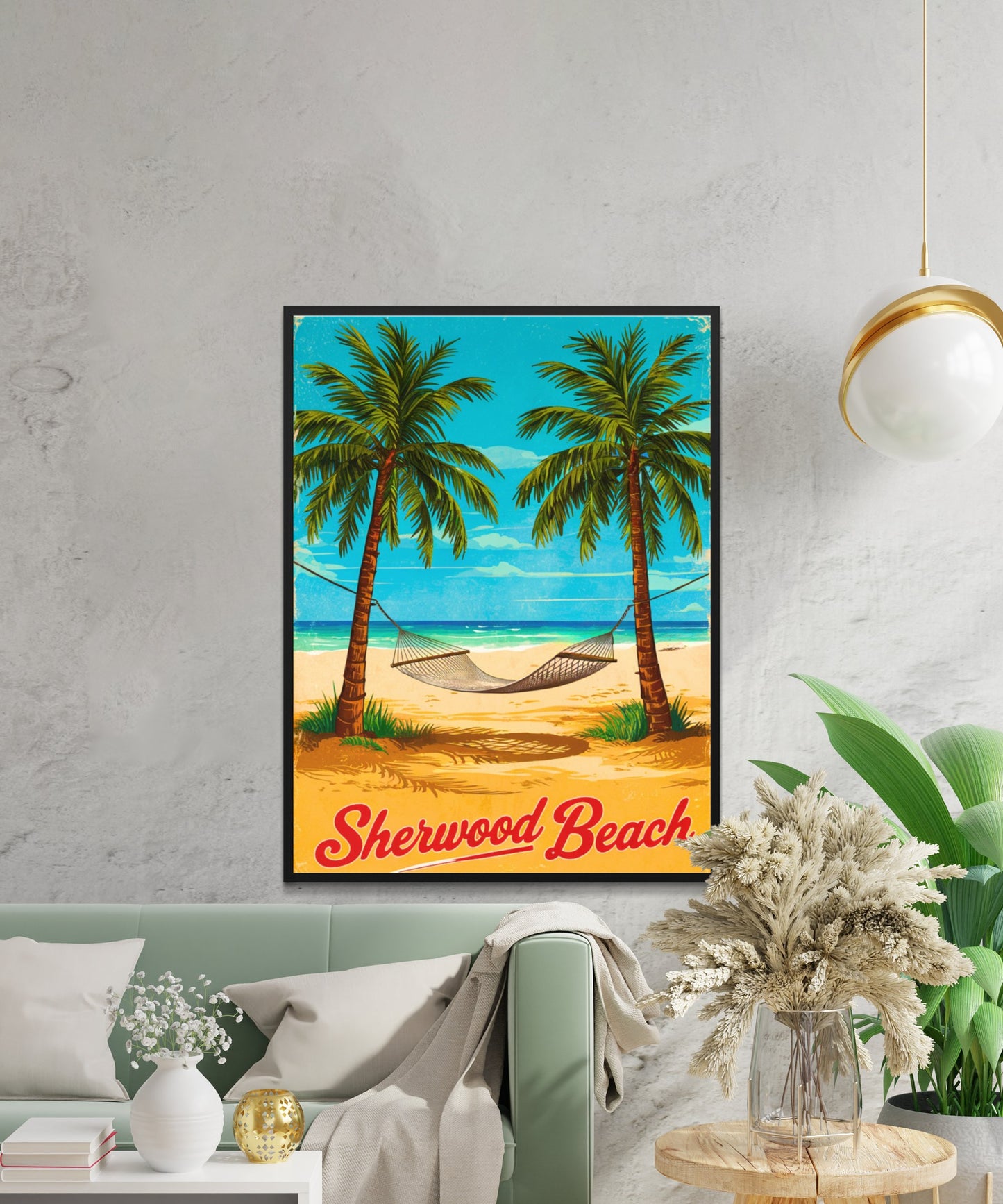 Sherwood Beach Vintage Travel Poster - Scenic Beaches