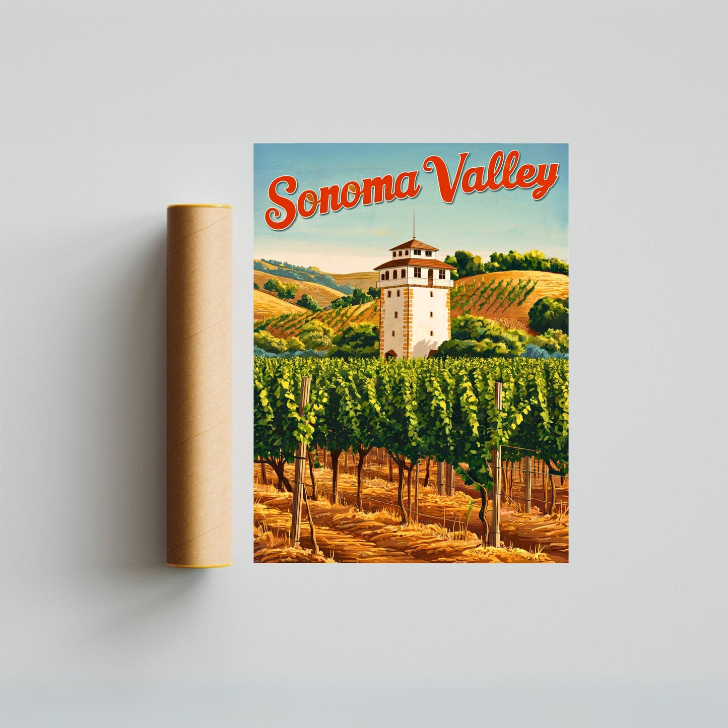 Sonoma Valley Vintage Travel Poster - The Heart of California’s Wine Country