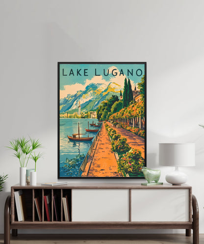 Lake Lugano Vintage Travel Poster