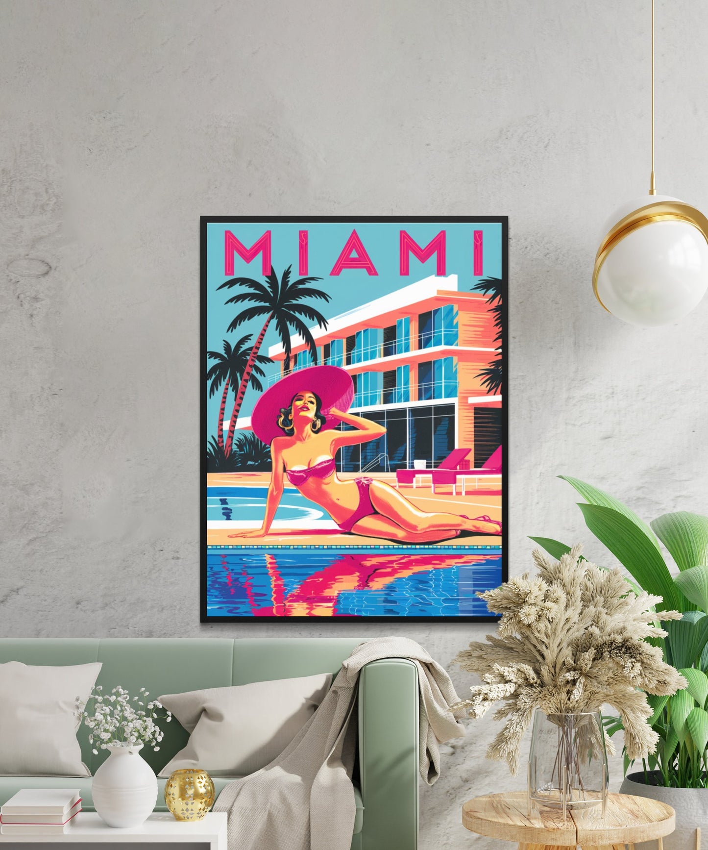 Miami Vintage Travel Poster - Tropical Vibes