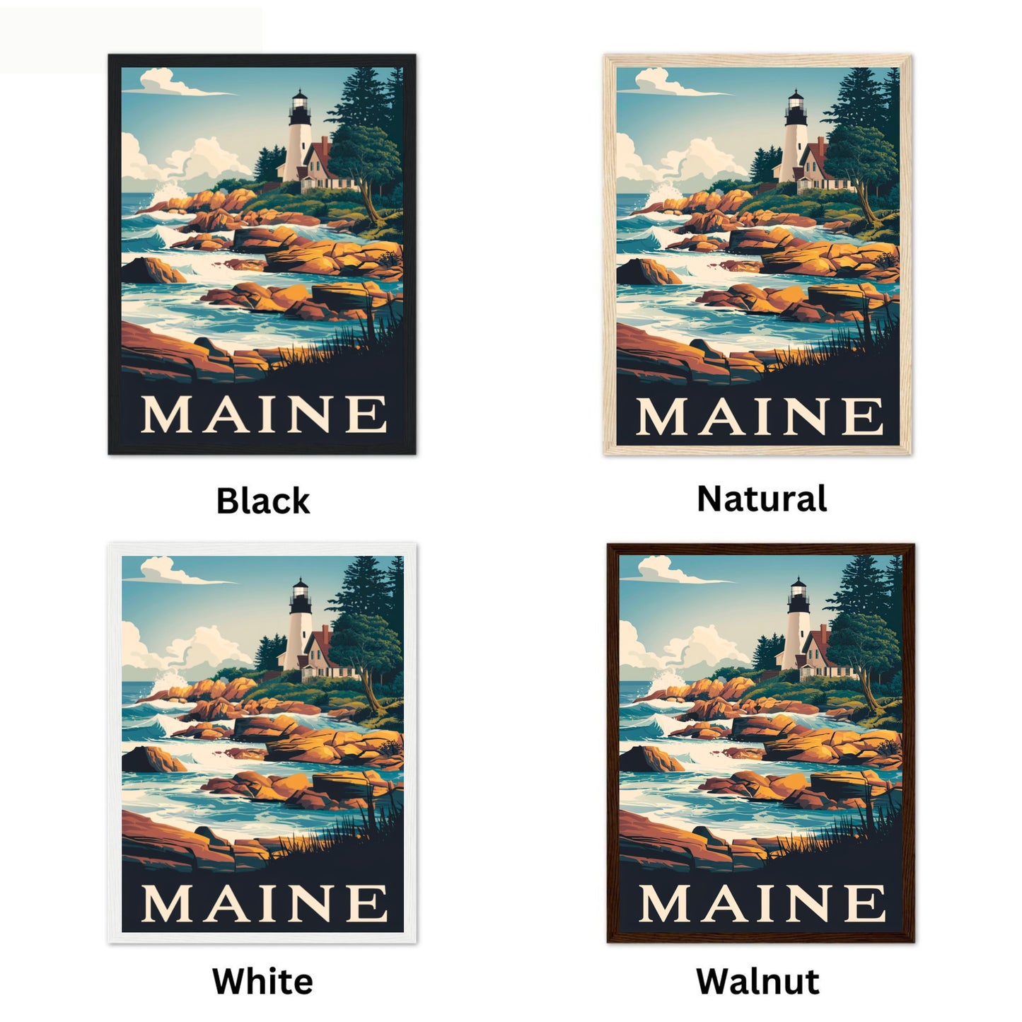 Maine Vintage Travel Poster - Coastal Beauty