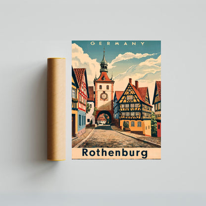 Rothenburg Vintage Travel Poster - Timeless Medieval Charm