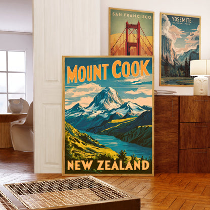 Mount Cook Vintage Travel Poster