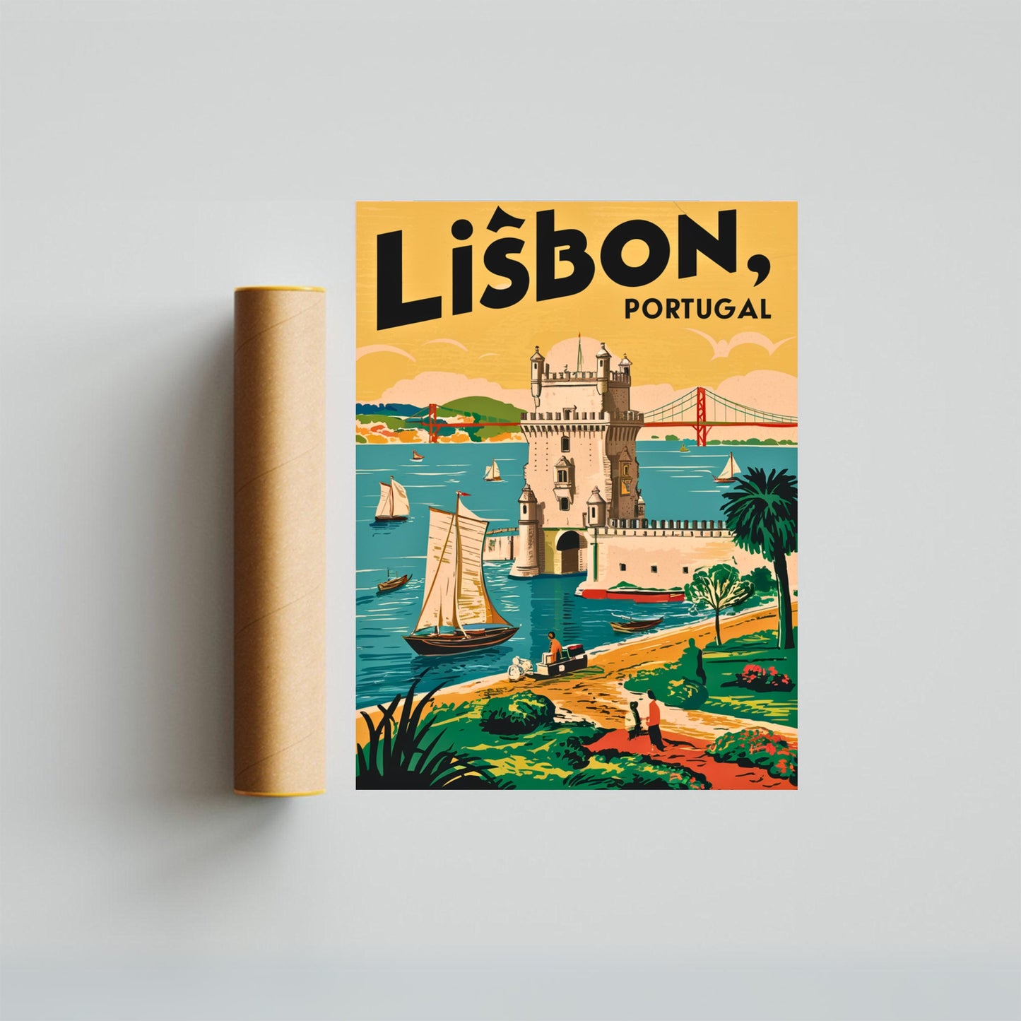 Lisbon Vintage Travel Poster