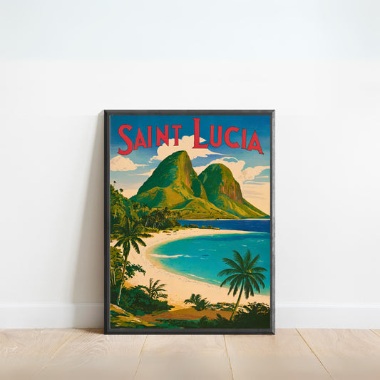 Saint Lucia Vintage Travel Poster - Timeless Caribbean Paradise