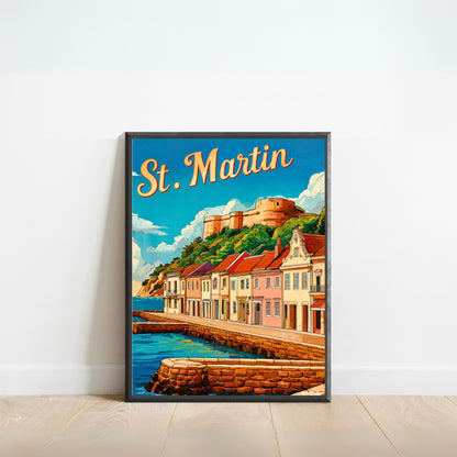 Saint Martin Vintage Travel Poster