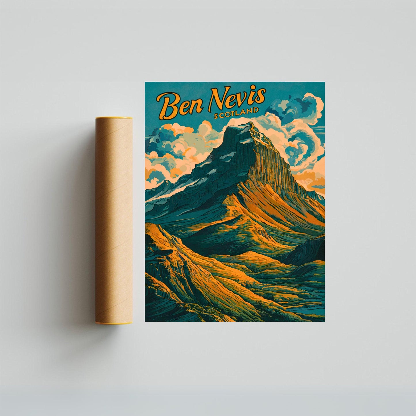 Ben Nevis Vintage Travel Poster- Timeless Scottish Highlands