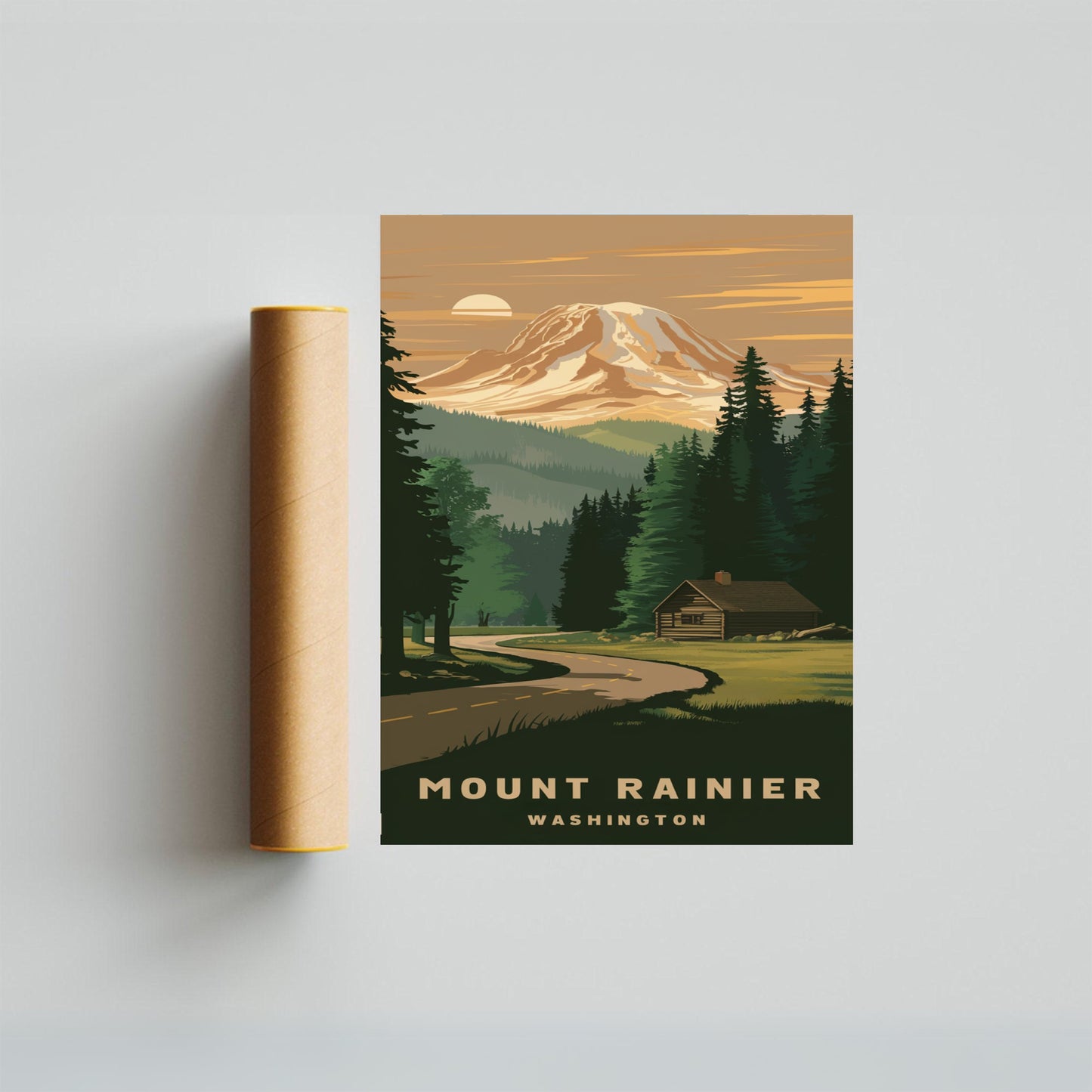 Mount Rainer Vintage Travel Poster -Iconic Northwest Beauty