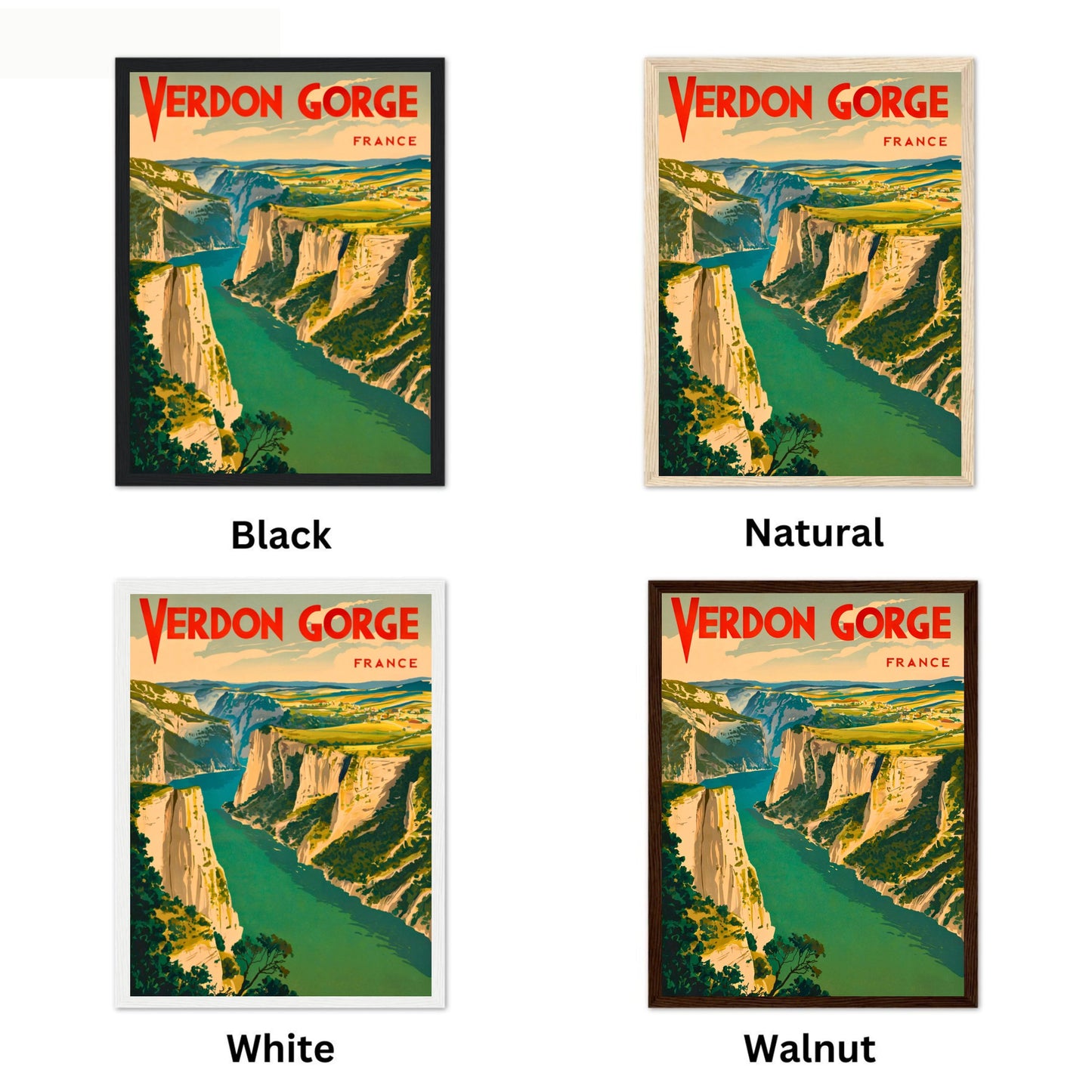 Verdon Gorge Vintage Travel Poster - Emerald Waters and Dramatic Cliffs