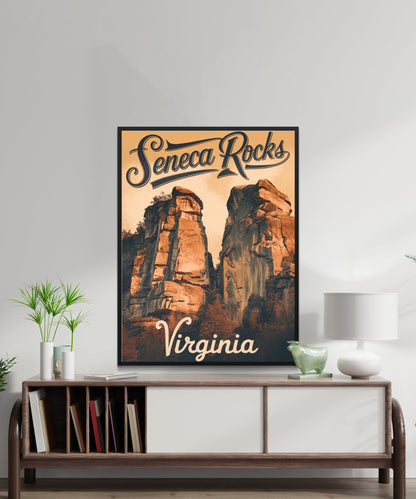 Seneca Rocks Vintage Travel Poster