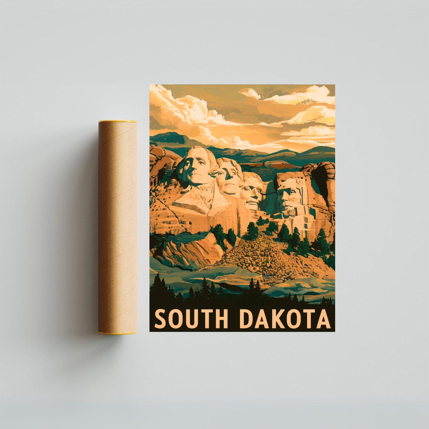 South Dakota Vintage Travel Poster