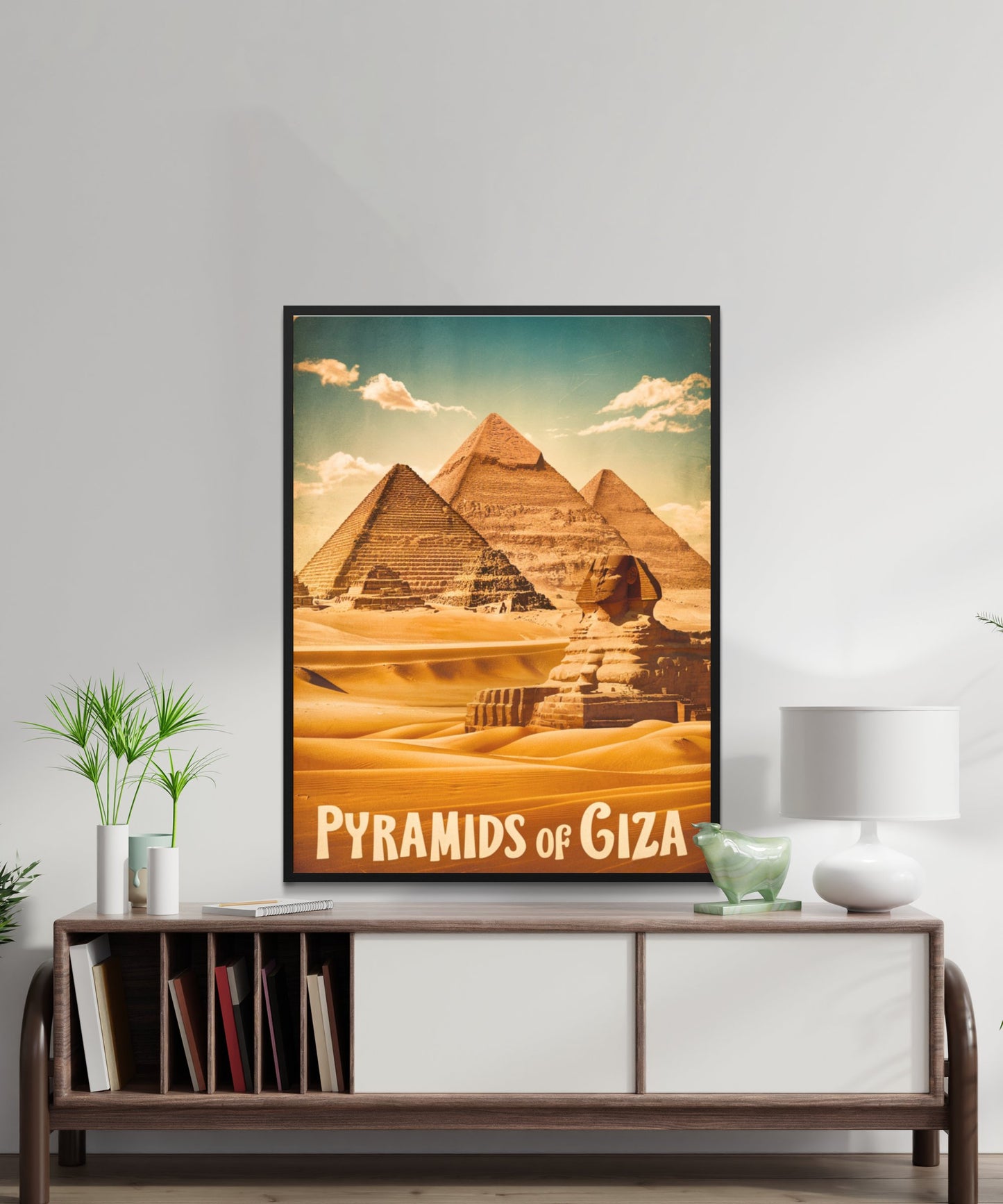 Pyramids of Giza Vintage Travel Poster - Timeless Egyptian Wonders