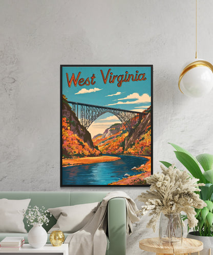 West Virginia Vintage Travel Poster - Heart of the Mountain State