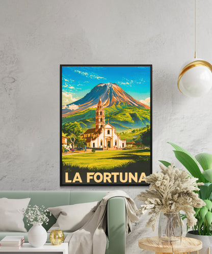 La Fortuna Vintage Travel Poster - Majestic Peak