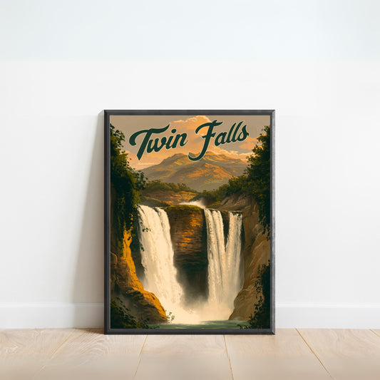 Twin Falls Vintage Travel Poster - Beautiful Views