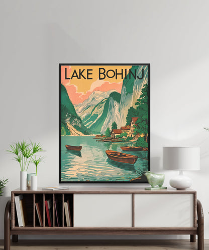 Lake Bohinj Vintage Travel Poster - Timeless Alpine Tranquility