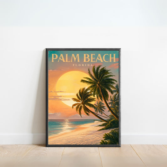 Palm Beach Vintage Travel Poster - Luxury and Sunshine