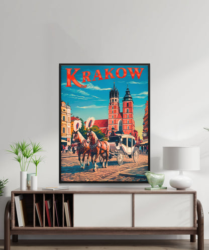 Krakow Vintage Travel Poster