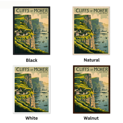 Cliffs of Moher Vintage Travel Poster - Rugged Coastal Beauty