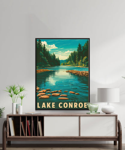 Lake Conroe Vintage Travel Poster