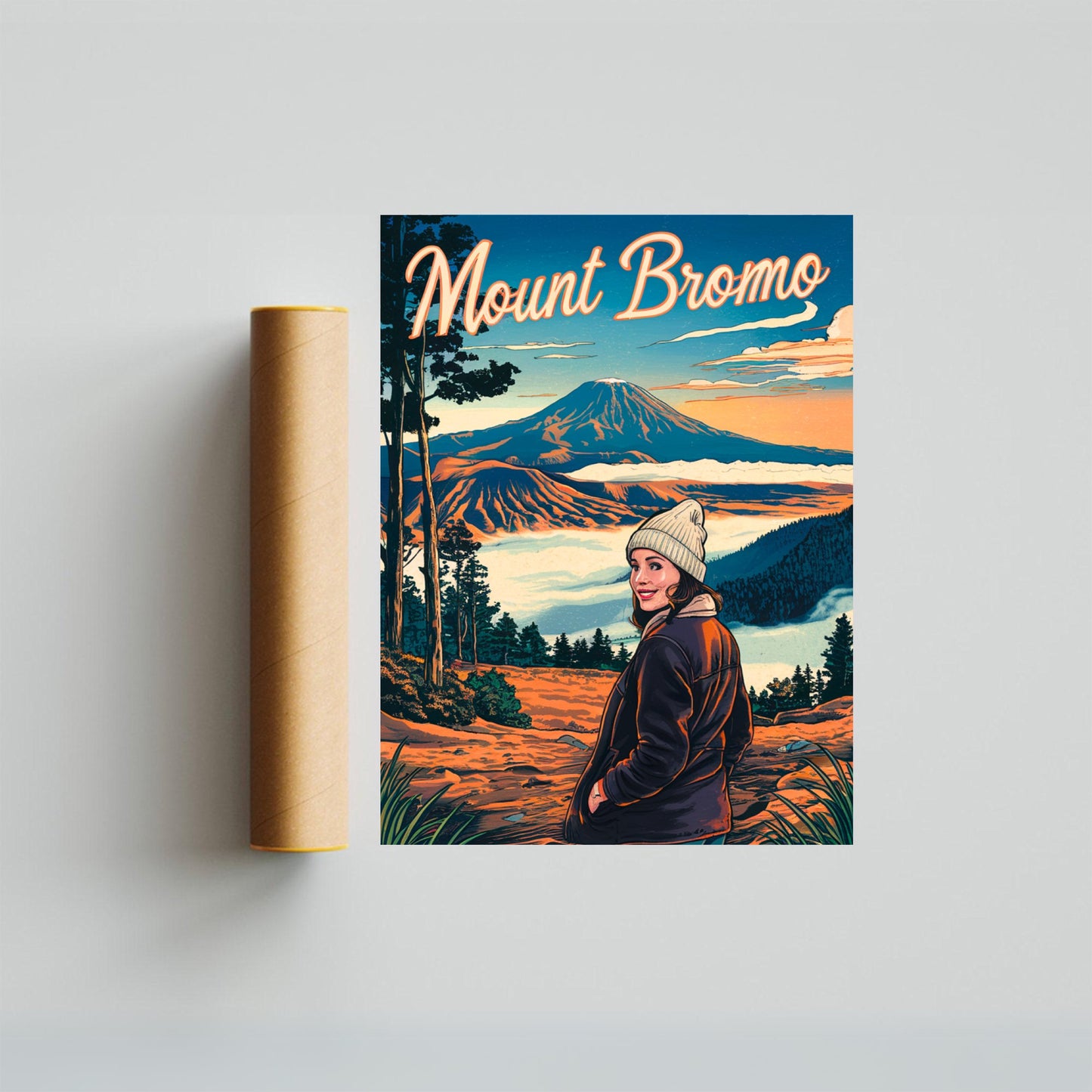 Mount Bromo Vintage Travel Poster