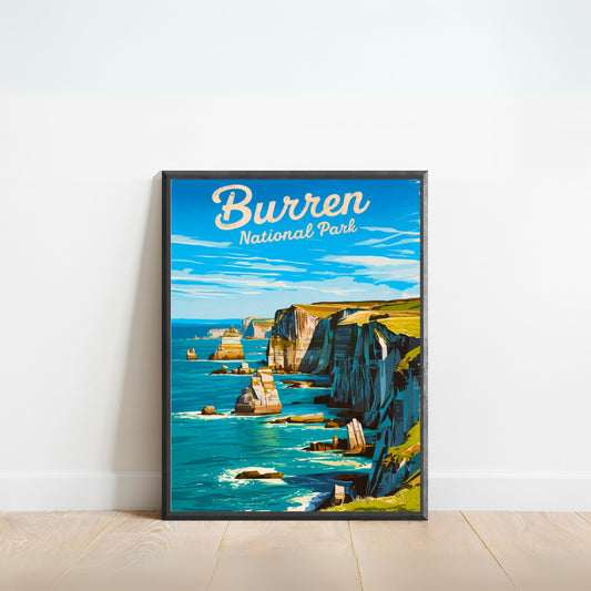 The Burren National Park Vintage Travel Poster