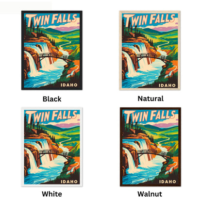 Twin Falls Vintage Travel Poster - Waterfall Beauty