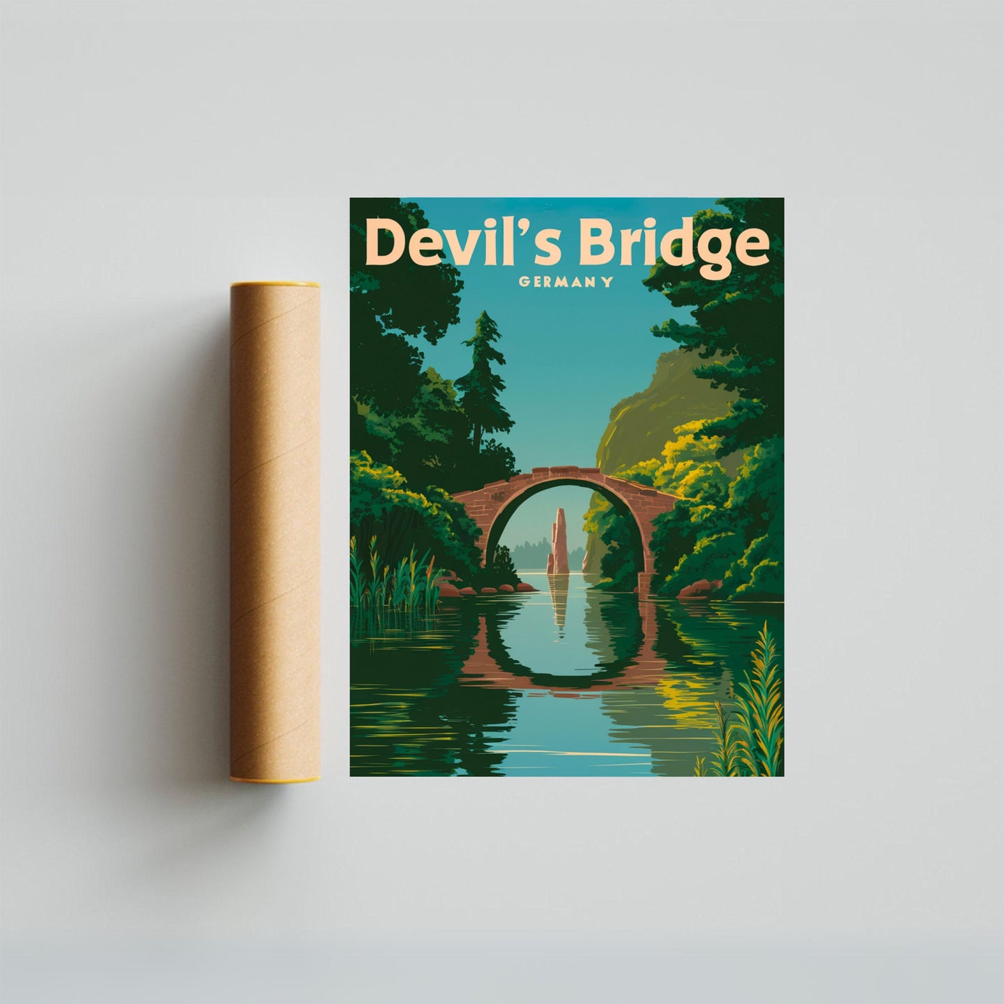 Devils Bridge Vintage Travel Poster