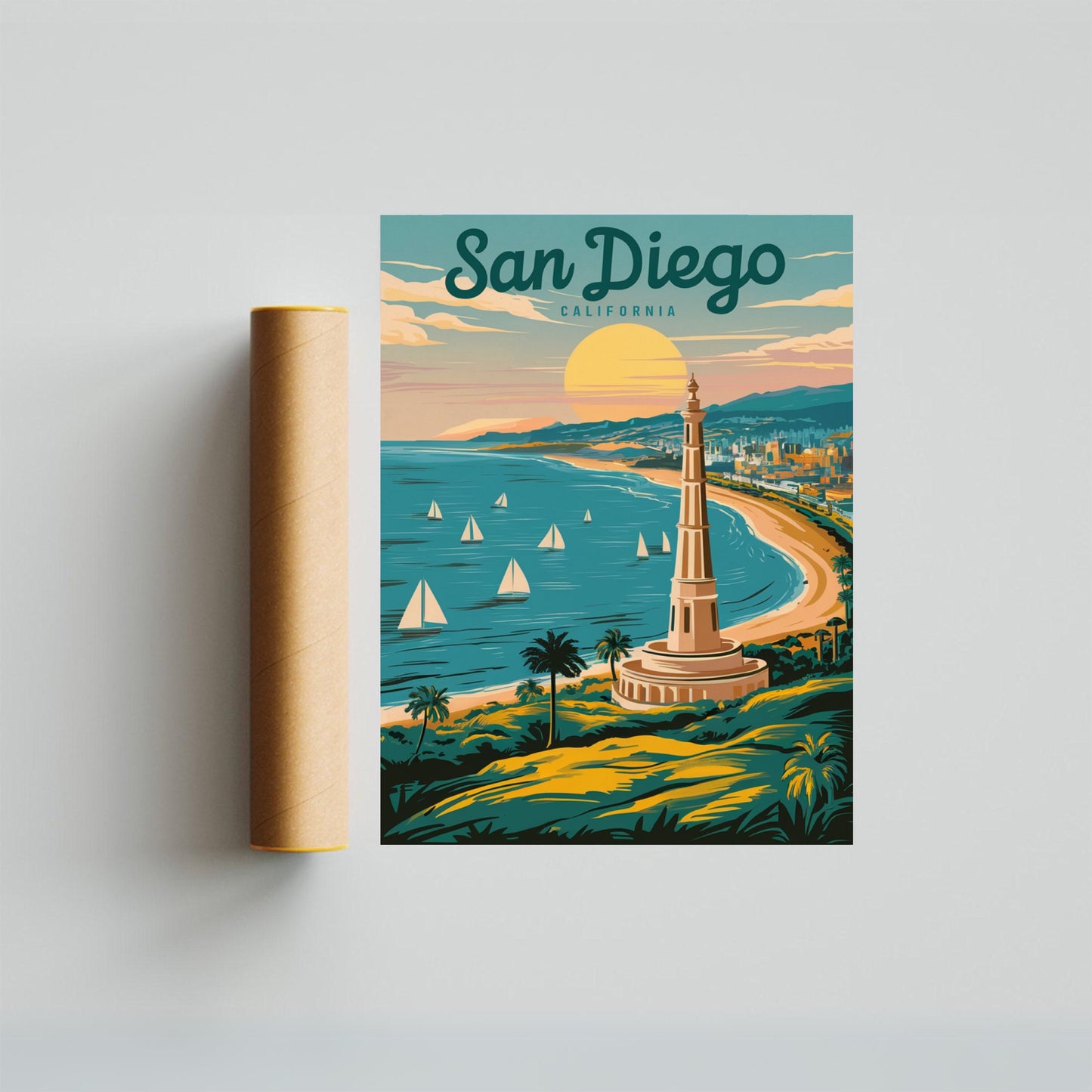 San Diego Vintage Travel Poster  - Timeless Coastal Paradise