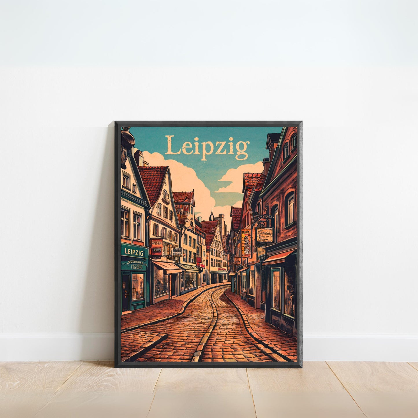 Leipzig Vintage Travel Poster - Busy Streets