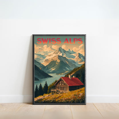 Swiss Alps Vintage Travel Poster - Beautiful Views