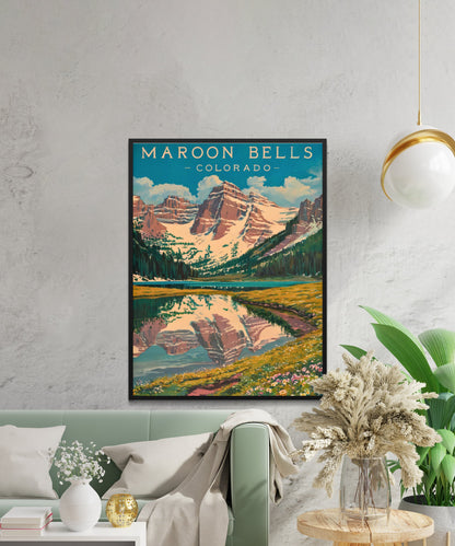 Maroon Bells Vintage Travel Poster