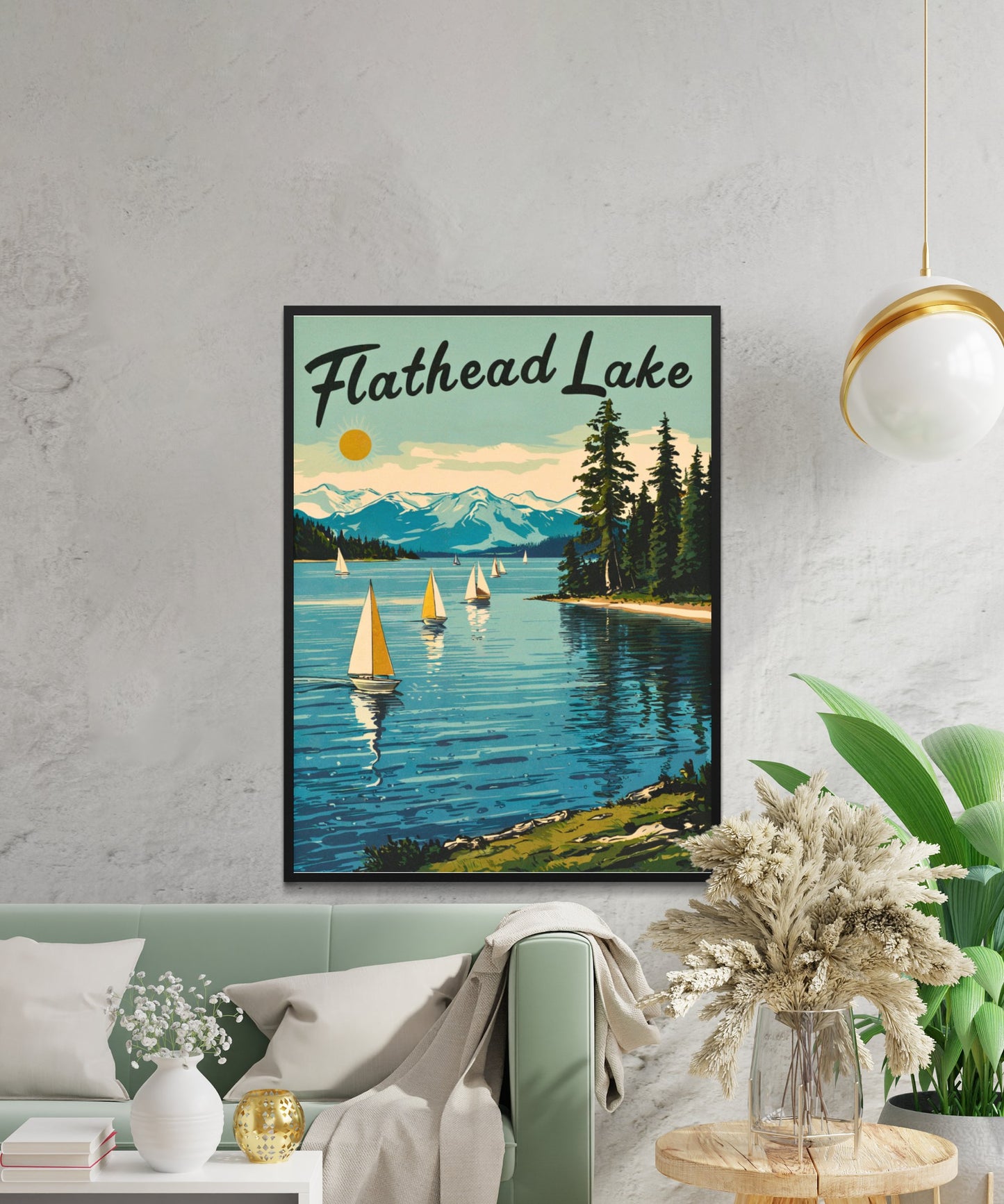 Flathead Lake Vintage Travel Poster - Montana Lake