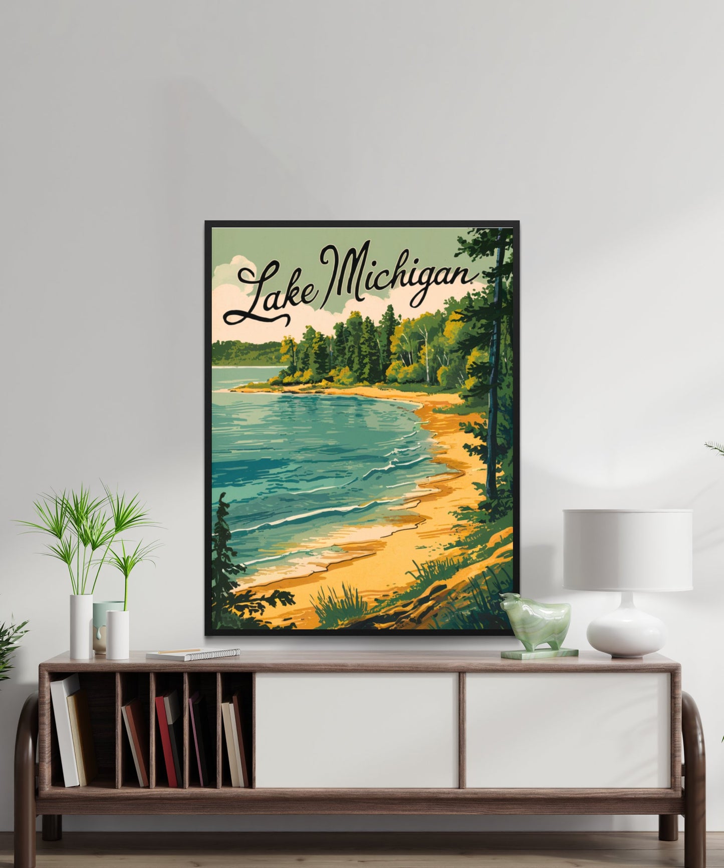 Lake Michigan Vintage Travel Poster - Outdoor Adventure