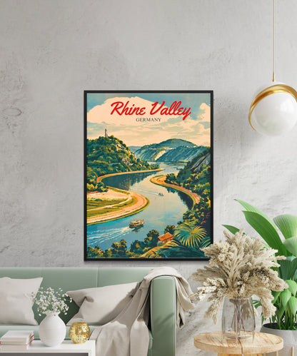 Rhine Valley  Vintage Travel Poster