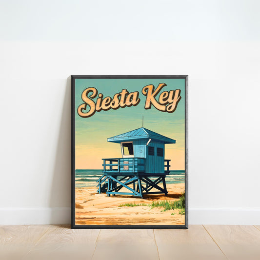 Siesta Key Vintage Travel Poster - Tropical Tranquility